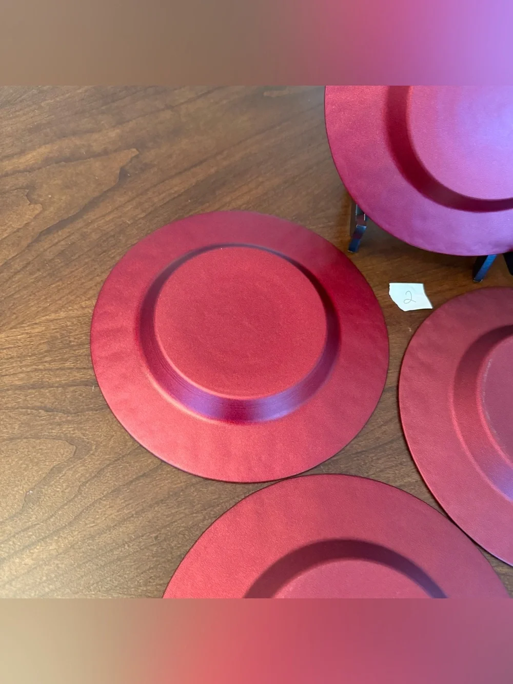 Set of 4 Vintage Pier 1 Imports Ruby Red 8.25” Glass Salad / Dessert Plates - #2